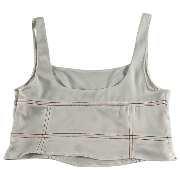 Emory Park White Cropped Tank Top Size Medium Contrast stitching - Picture 2 of 5